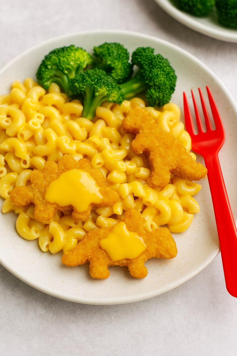Dino Mac and Cheese with Broccoli Trees