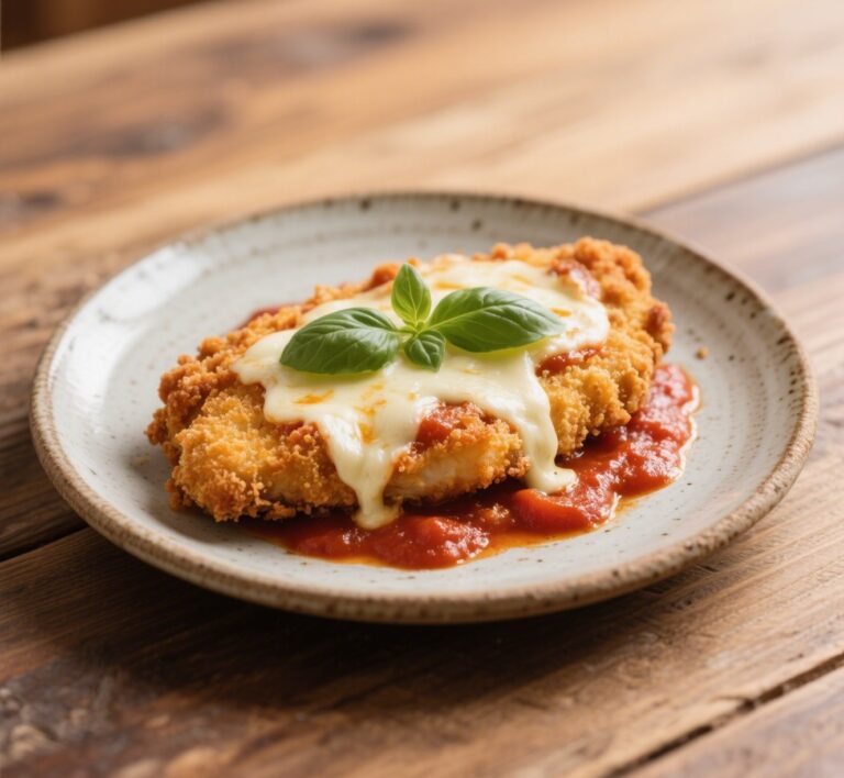 Crispy golden-brown Chicken Parmesan