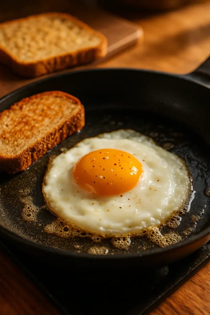 Cooking eggs for Avocado Egg Breakfast Toast
