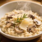 Creamy mushroom risotto with Parmesan and thyme