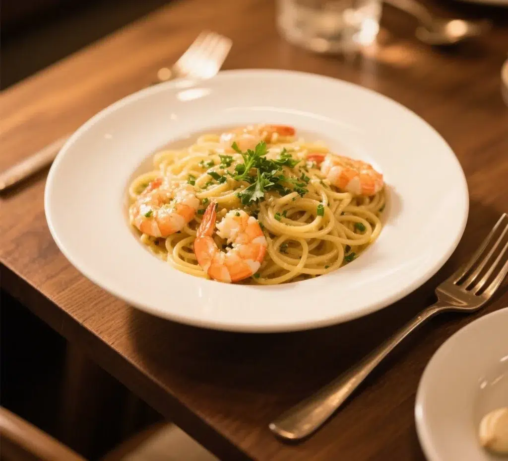 Garlic butter shrimp pasta