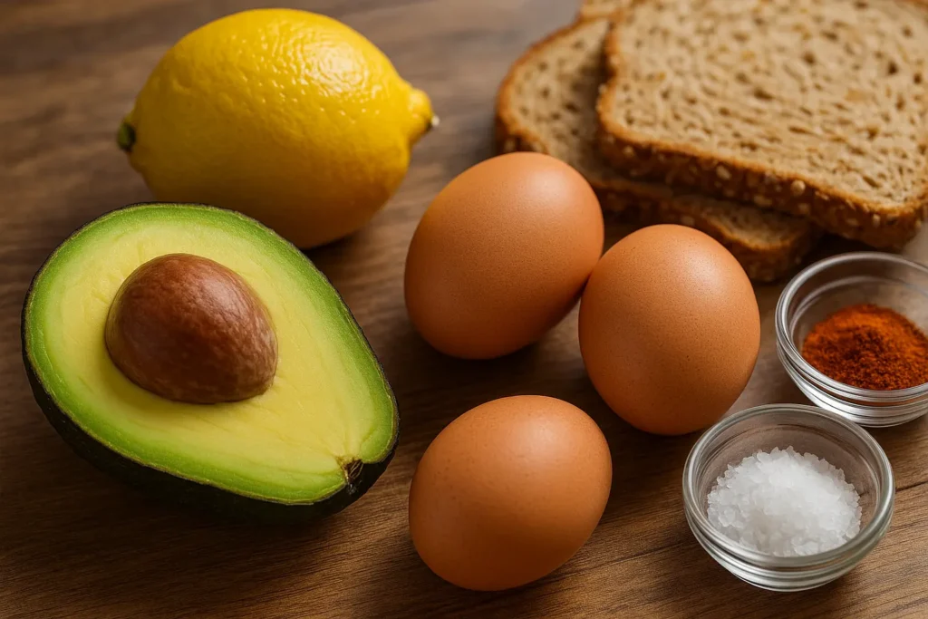 Ingredients for Avocado Egg Breakfast Toast