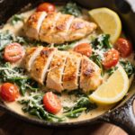 Creamy Tuscan Chicken skillet with sauce