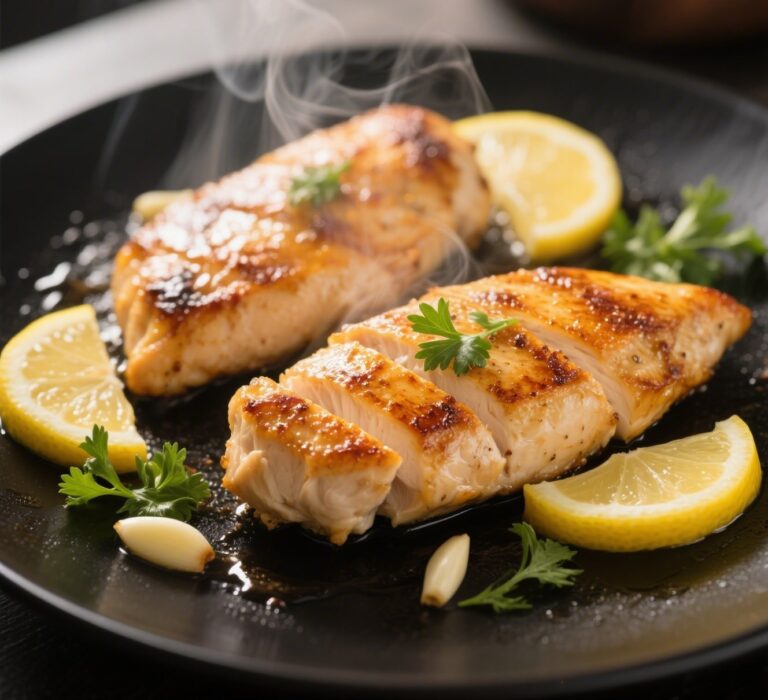 Juicy Lemon Garlic Chicken in Skillet