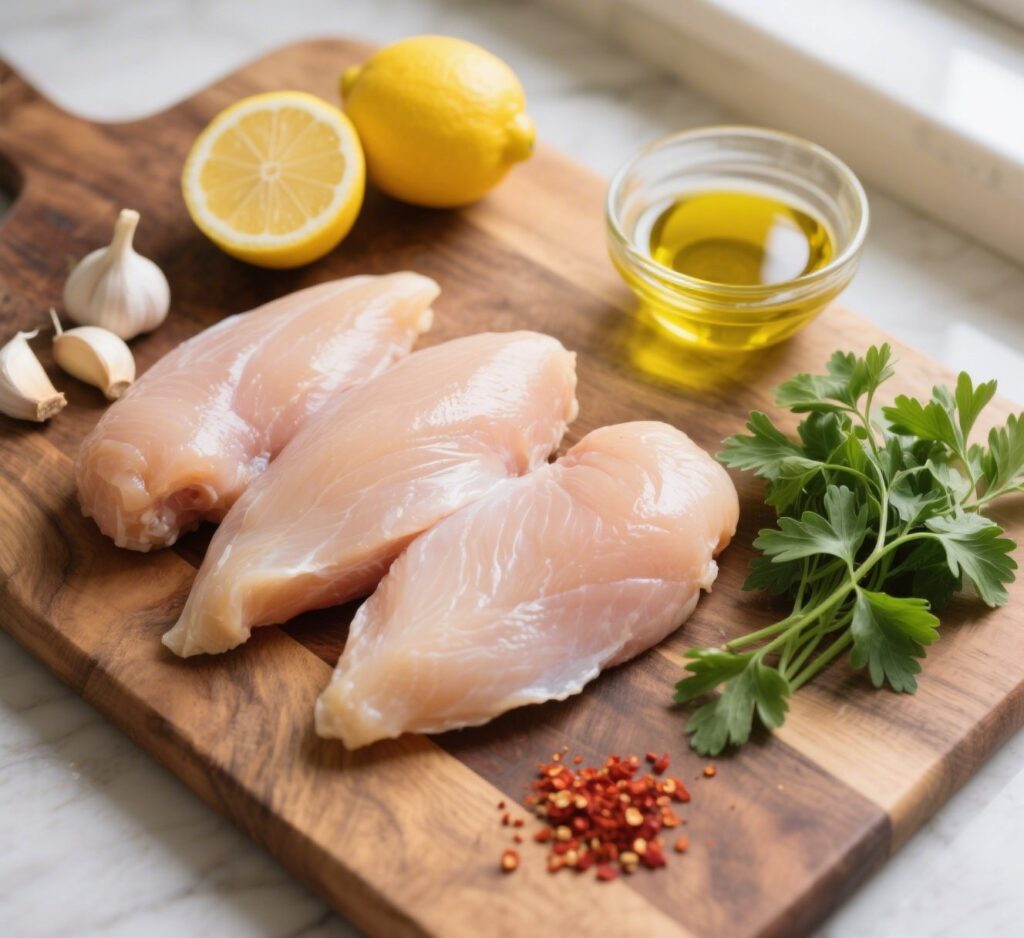  Lemon Garlic Chicken Fresh Ingredients Display