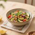 Mediterranean Chickpea Salad Bowl served fresh with herbs and lemon