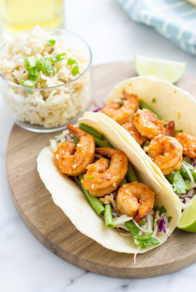 Spicy Shrimp Tacos with Lime Slaw