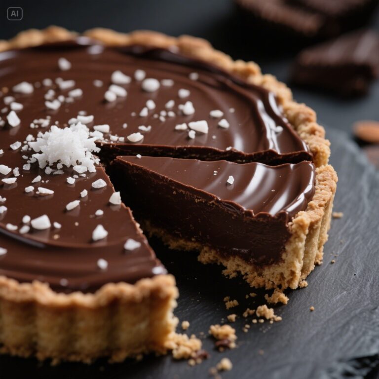 Chocolate Tart with Sea Salt topped with flaky salt