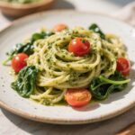 Creamy Pesto Pasta with Cherry Tomatoes and Spinach