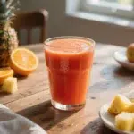 Sunrise Citrus Detox Juice in a glass with fresh ingredients