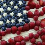 Americain Flag Fruit Pizza Close-Up - Festive Dessert Delight