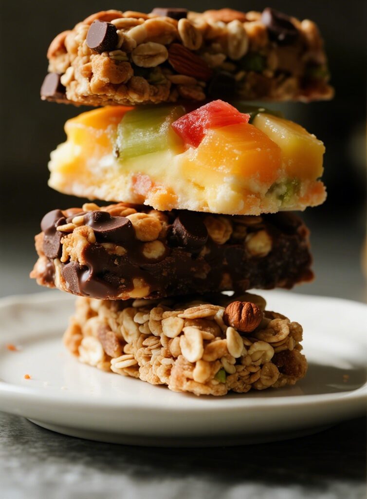 Assorted homemade cereal bar flavors