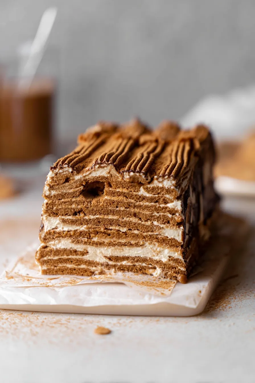 Cookie Butter Icebox Cake with Whipped Topping