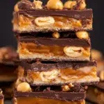 Delicious Homemade Snickers Bars on a Plate