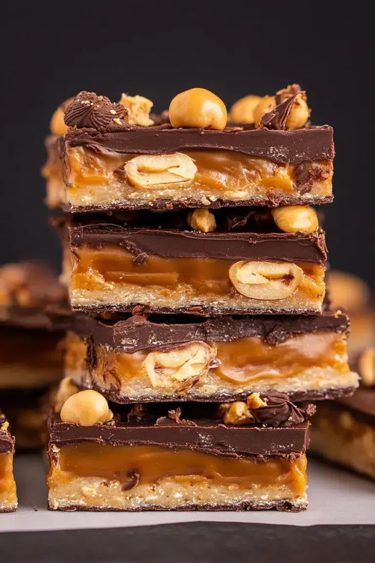 Delicious Homemade Snickers Bars on a Plate