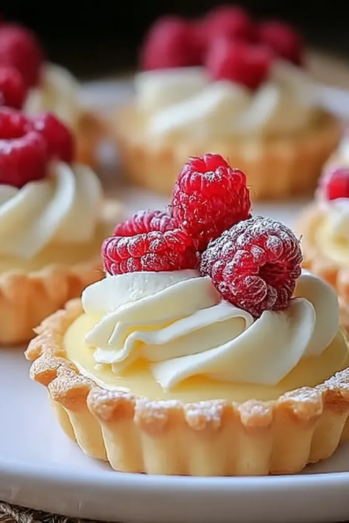 Mini Vanilla Cream Tarts on a Serving Platter