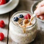 Overnight oats with berries and almond butter