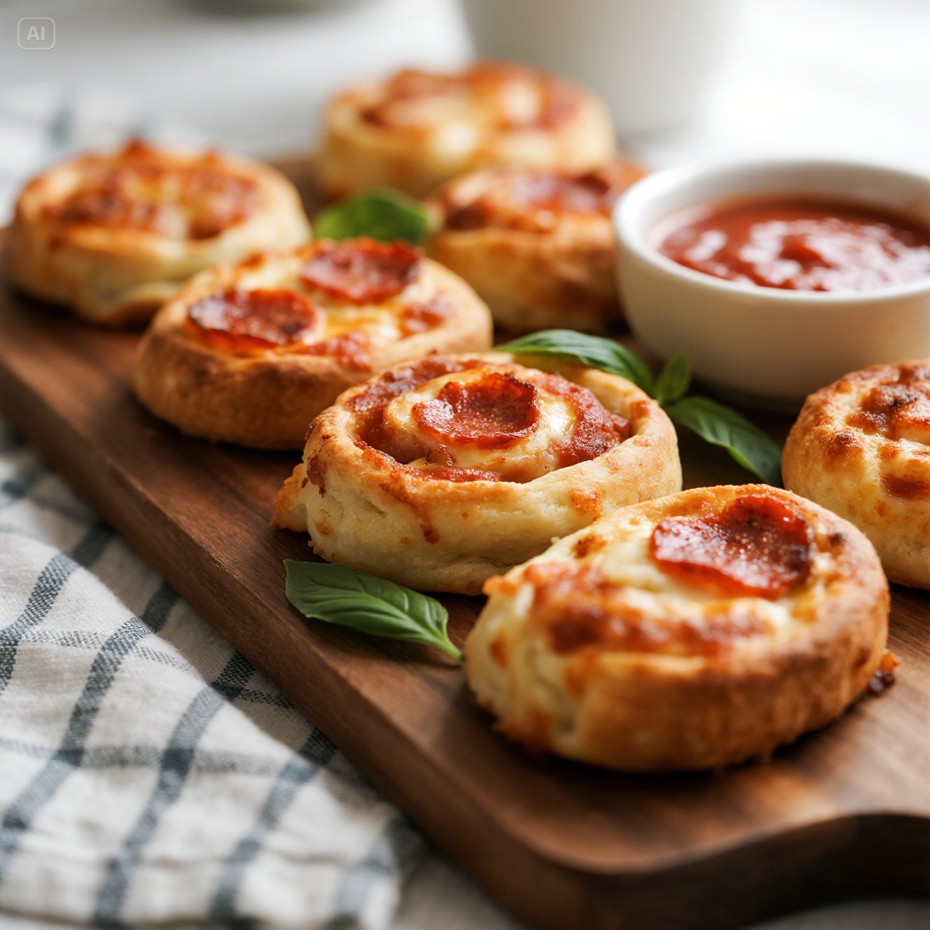 homemade pepperoni pizza rolls served warm with melted cheese and crispy crust