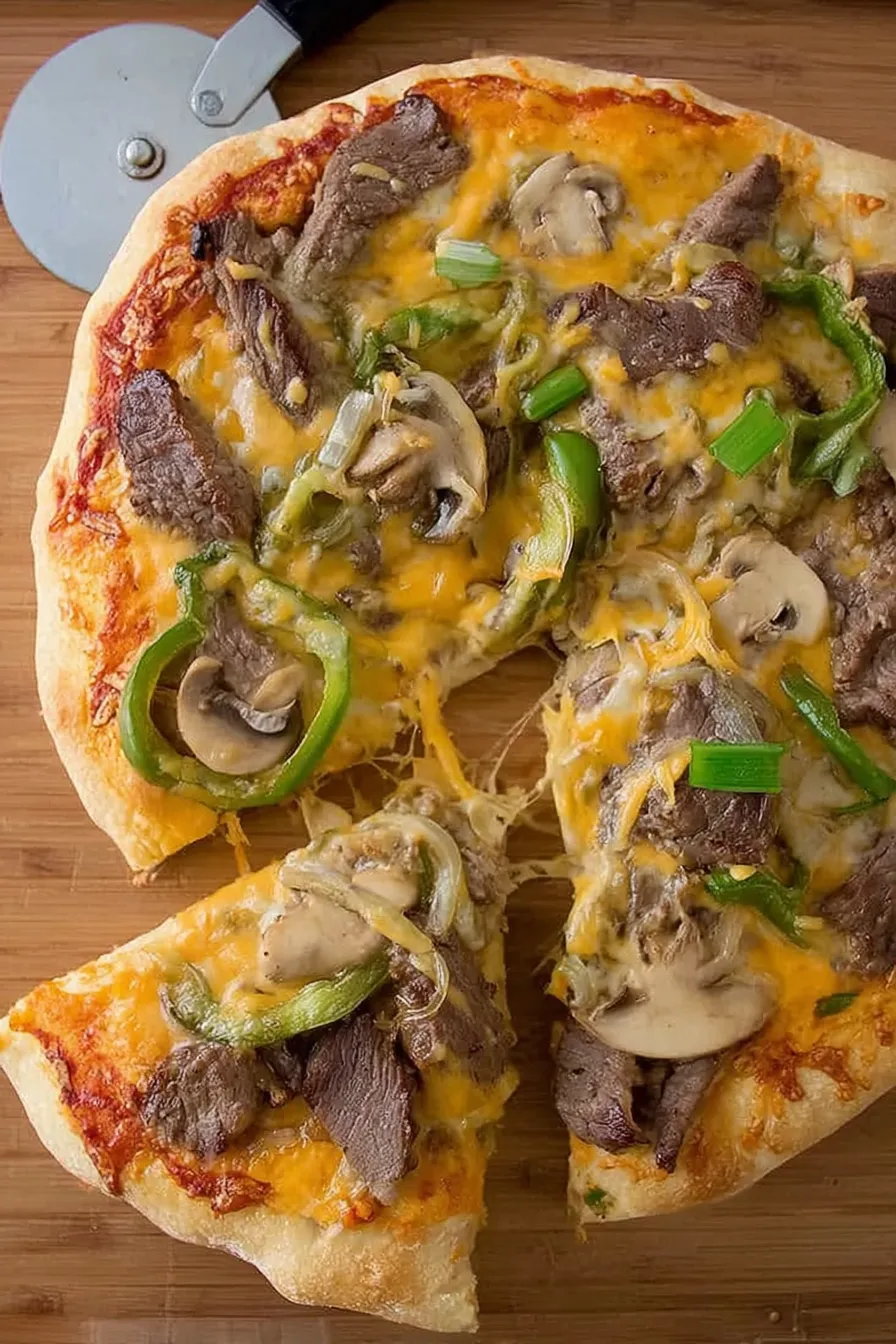 Mouthwatering Philly Cheesesteak Pizza Slice