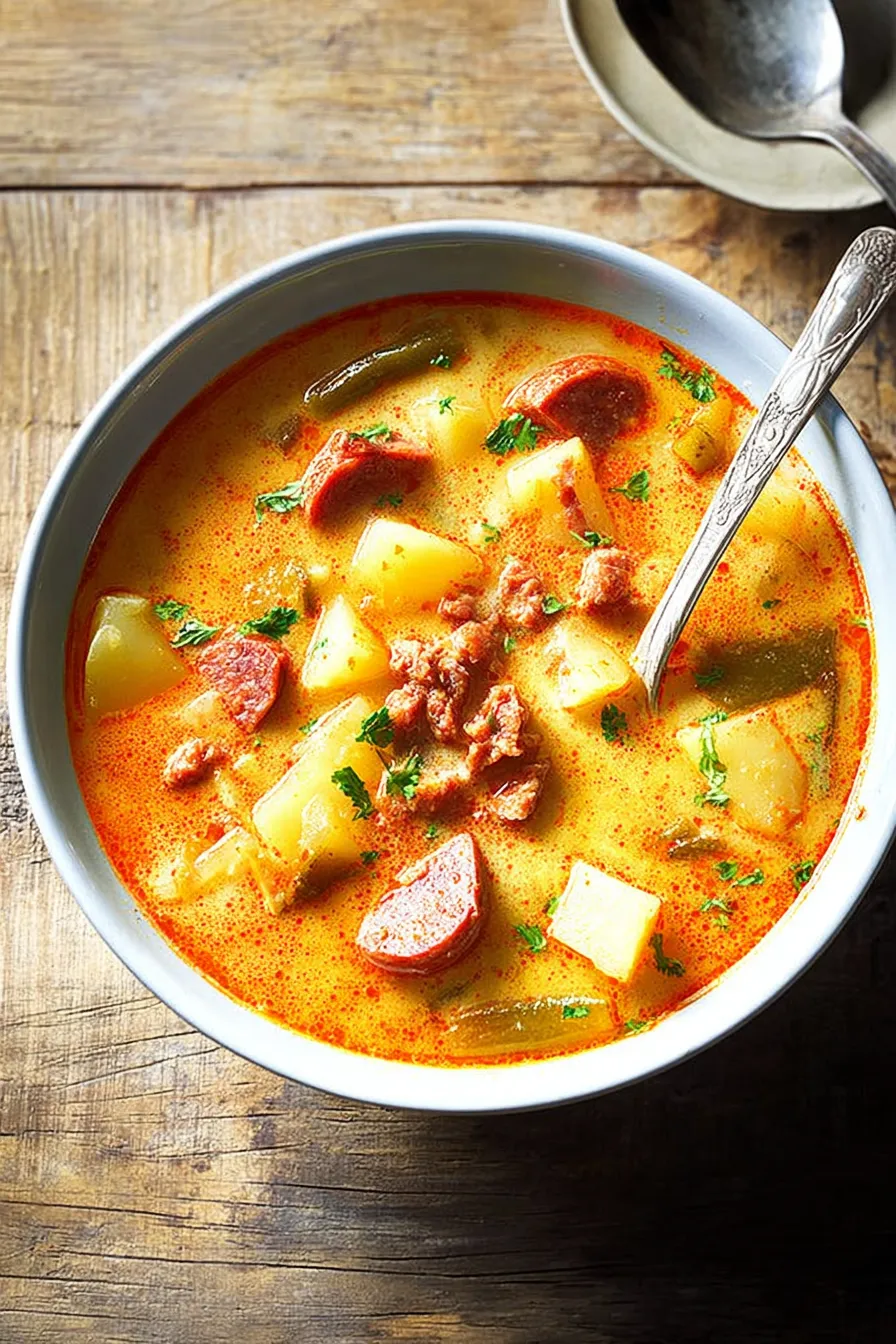 Spanish potato soup with chorizo