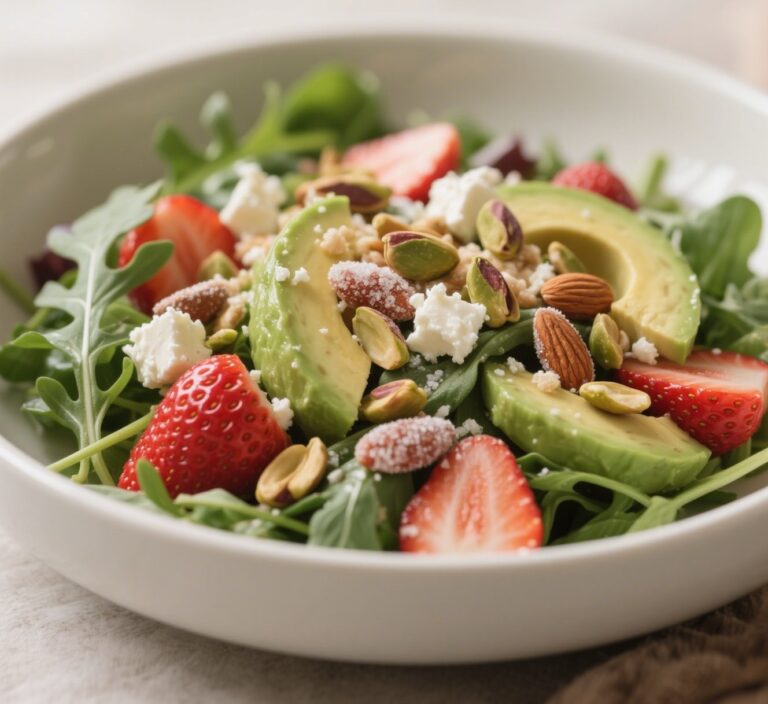 Strawberry Crunch Salad with Champagne Vinaigrette close-up