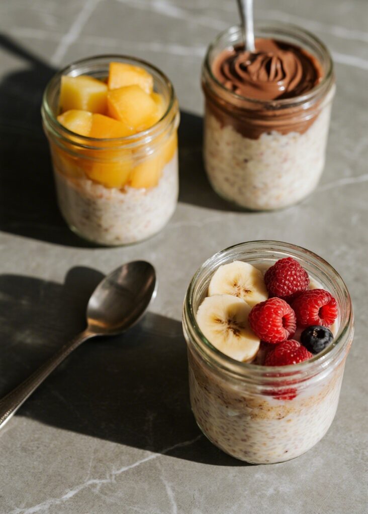 Variety of overnight oats flavors